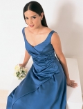 v-shape neckline satin dress (je001)