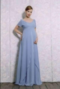 Short Sleeve Empire V-neck Chiffon Maternity Bridesmaids (KM0006)