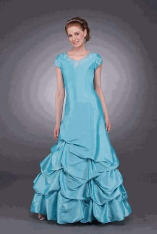 Cap Sleeves Pick-up Taffeta Special Occasion Dresses (KSP0065)
