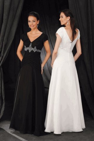 Cap Sleeves V-neck Empire Special Occasion Dresses (KSP0049)
