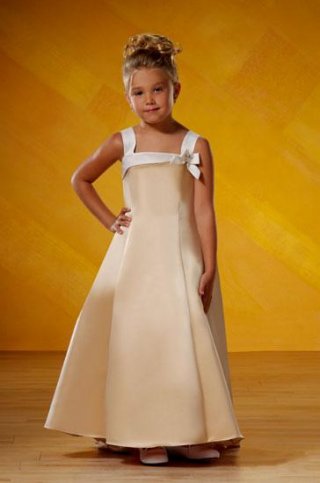 A-line Square Neckline Satin Flower Girl Dresses (KF0207)