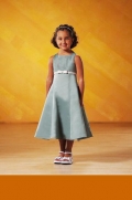 Empire Cocktail Length Satin Flower Girl Dresses (KF0203)
