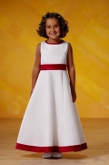 Empire Floor Length A-Line Satin Flower Girl Dresses (KF0212)