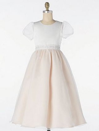Bubble Sleeve Square Neck Tulle Flower Girl Dresses (KF0343 )