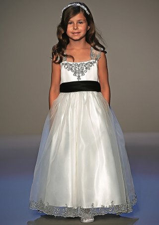 Cap Sleeve Square Neck Organza Flower Girl Dresses (KF0337)