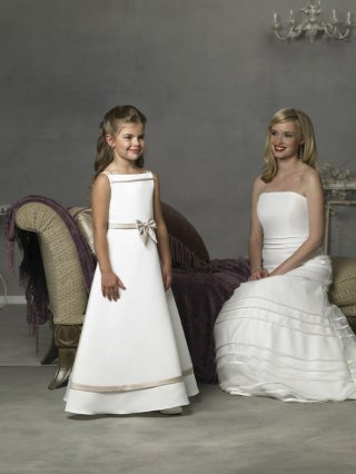 Double Spaghetti Square A-line Satin Flower Girl Dresses (KF0315)