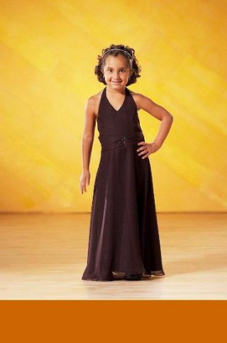 Halter Dropped Gathered Waist Chiffon Flower Girl Dresses (KF0201)