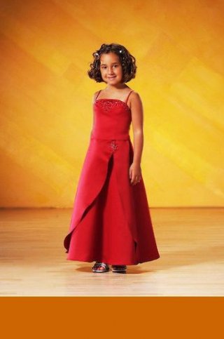 Mock Two-piece Spaghetti Satin Flower Girl Dresses (KF0191)