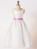 Scoop Neck Satin Organza Flower Girl Dresses (KF0341 )