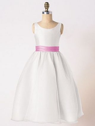 Scoop Neck Satin Organza Flower Girl Dresses (KF0341 )