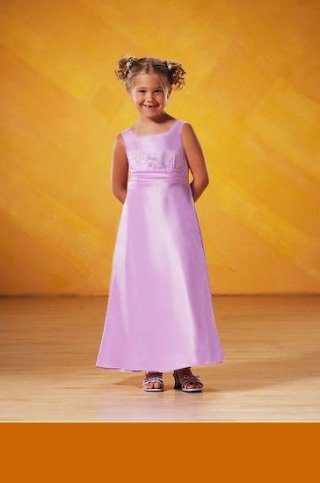Off-the-shoulder Satin Flower Girl Dresses (KF0200)