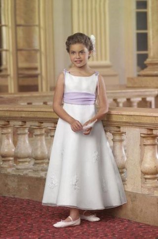 Scoop Neck Tank Bodice Satin Flower Girl Dresses (KF0173)