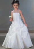 Princess Sheer High Neck Tucked Taffeta Flower Girl Dresses (KF0006)