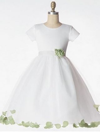 Short Sleeve Tank Neckline Tulle Flower Girl Dresses (KF0352 )