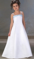 Princess Spaghetti Banded Neckline Satin Flower Girl Dresses (KF0005)