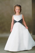 Sleeveless Embroidery and Beading Satin Flower Girl Dresses (KF0026)