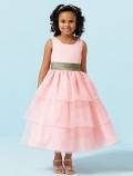 Sleeveless Tank Bodice Satin Flower Girl Dresses (KF0090 )