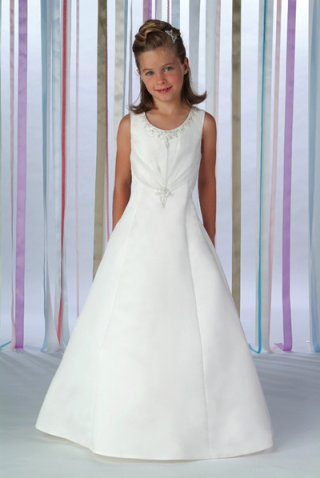 Sleeveless Princess Scoop Satin Flower Girl Dresses (KF0067 )