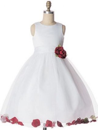 Sleeveless Tank Bodice Satin Flower Girl Dresses (KF0350 )