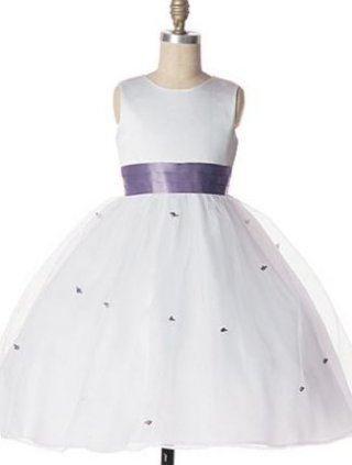 Sleeveless Tank Bodice Satin Flower Girl Dresses (KF0351 )