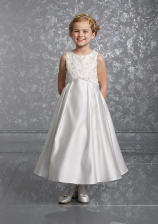 Sleeveless Empire A-line Satin Flower Girl Dresses (KF0334)