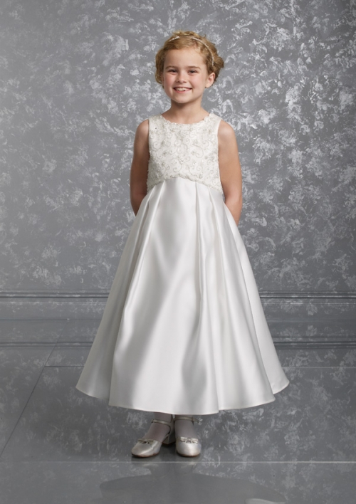 Sleeveless Empire A-line Satin Flower Girl Dresses (KF0334)