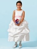 Sleeveless Tank Neck Pick-up Satin Flower Girl Dresses (KF0095 )
