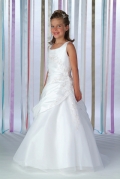 Sleeveless Scoop Taffeta Tulle Flower Girl Dresses (KF0072 )