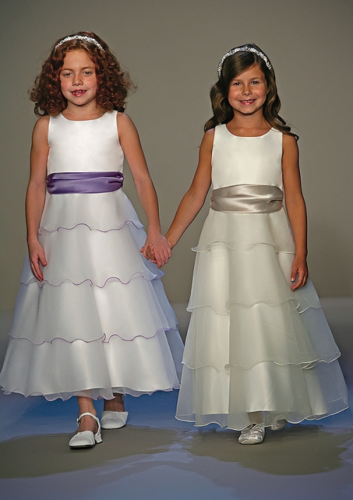 Sleeveless Tank Neck Tiered Organza Flower Girl Dresses (KF0325)