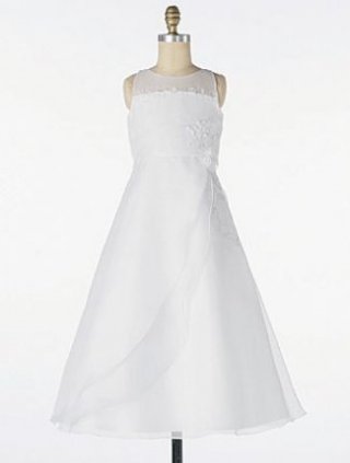 Sleeveless Sheer Neck Organza Flower Girl Dresses (KF0348 )