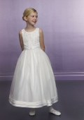 Sleeveless Shirred Organza Flower Girl Dresses (KF0331)