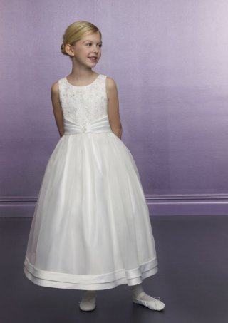 Sleeveless Shirred Organza Flower Girl Dresses (KF0331)