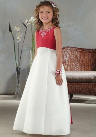 Sleeveless Spaghetti Empire Satin Flower Girl Dresses (KF0010)