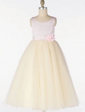 Sleeveless Square Neck Tulle Flower Girl Dresses (KF0342 )