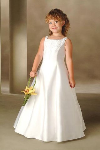 Sleeveless Princess Satin Flower Girl Dresses (KF0022)