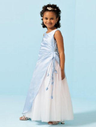 Sleeveless Tank Satin Tulle Flower Girl Dresses (KF0224)