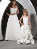 Spaghetti A-line Pick-up Satin Flower Girl Dresses (KF0116)