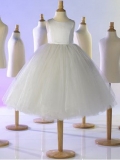 Sleeveless Tank Neckline Tulle Flower Girl Dresses (KF0356)