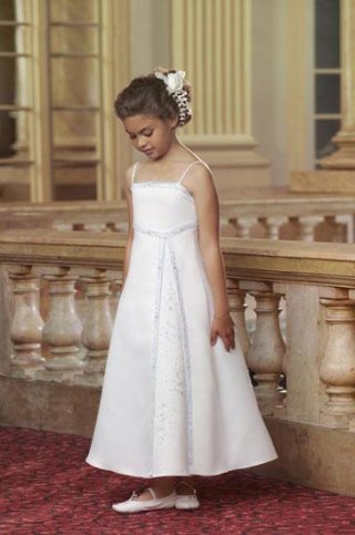 Spaghetti A-line Satin Flower Girl Dresses (KF0176)