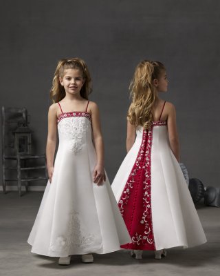Spaghetti A-line Satin Flower Girl Dresses (KF0217)