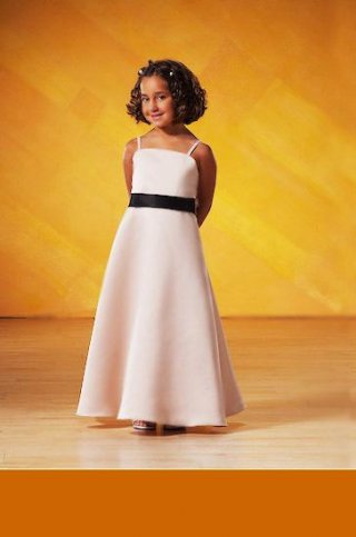 Spaghetti Straps A-line Satin Flower Girl Dresses (KF0190)