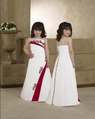 Spaghetti A-line Satin Flower Girl Dresses (KF0232)
