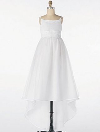 Spaghetti Tank Neck High-low Tulle Flower Girl Dresses (KF0345 )