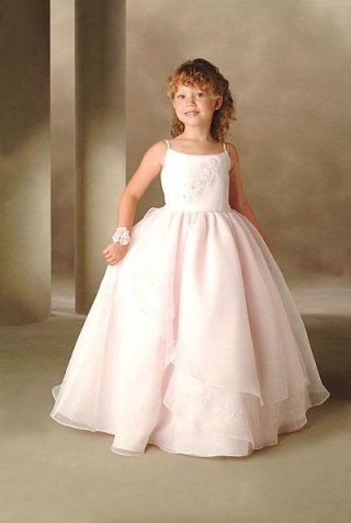 Spaghetti Layers Flowing Chiffon Flower Girl Dresses (KF0021)