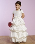 Sleeveless Tucked Taffeta Flower Girl Dresses (KF0065 )