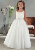 Spaghetti Scoop Neckline Tulle Flower Girl Dresses (KF0011)