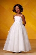 Spaghetti Square Floor Length Satin Flower Girl Dresses (KF0209)