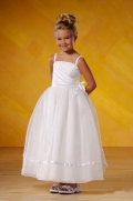 Thin Strap Square Floor Length Satin Flower Girl Dresses (KF0210)