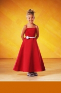 Thin Strap Floor Length Satin Flower Girl Dresses (KF0192)