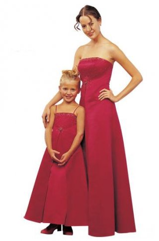 Thin Straps Square Neck Satin Flower Girl Dresses (KF0168)
